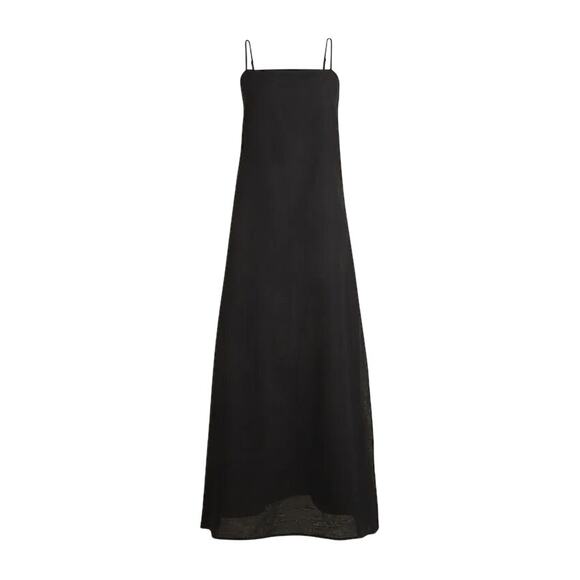 J.Crew Linen Cotton Blend Tie Back Midi Dress Black Size Small - Picture 1 of 8